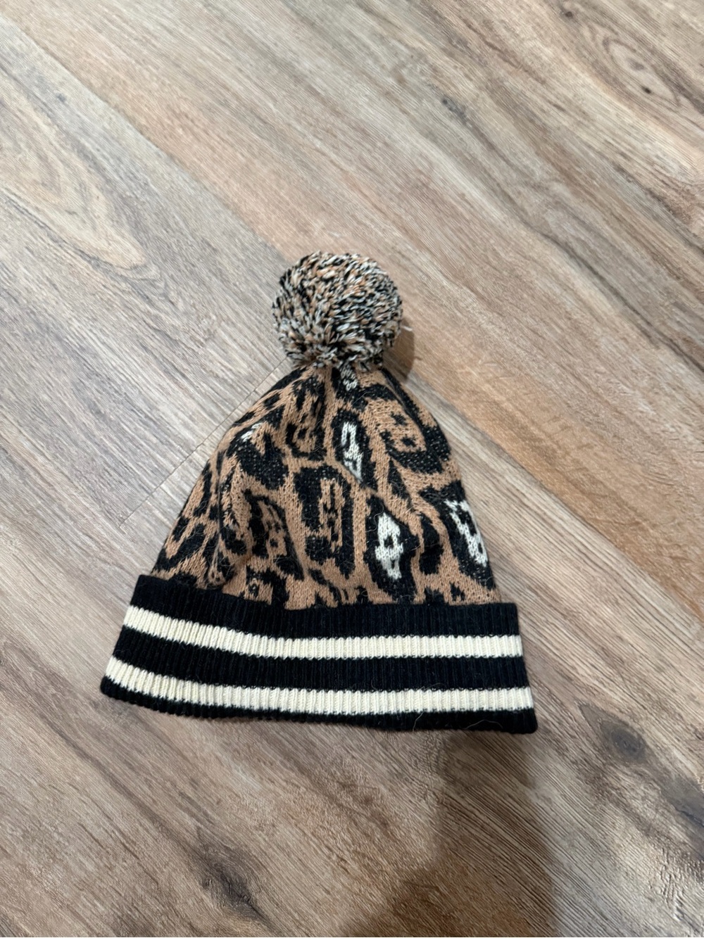 Scotch & Soda Leopard Pom Beanie - Brown/Black/Cream